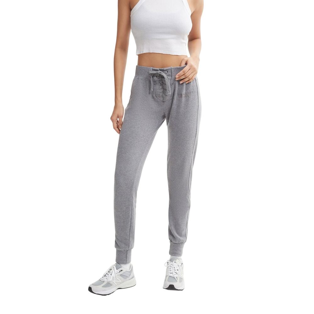 Wsly Cozy Grey Heather Ecosoft Tie Up Jogger Pants Size S